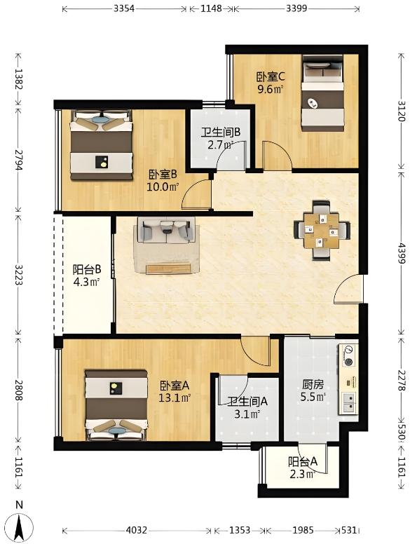 深圳宝安法拍房600万起从87㎡三房到175㎡四房空间利用率及实用性PK-第8张图片-深圳法拍房拍卖平台官网